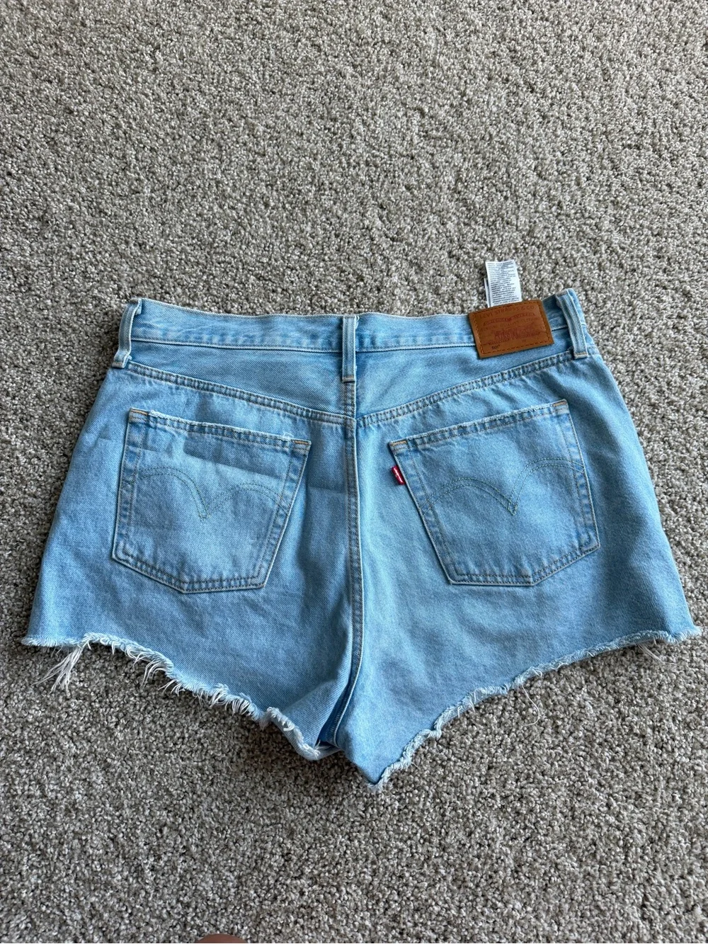 Levi's Light Blue Distressed High-Waist Denim Shorts